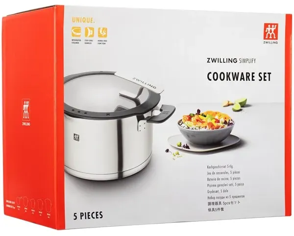 SIMPLIFY - Cookware set with cover - 5 items - round - silver