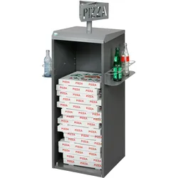 PROREGAL Robuster Pizzakartonsammler | auch für Pfandflaschen | HxBxT 130,7x42x62cm | Verzinkter Stahl | Grau | Kartonschrank Pizzakartonbehälter