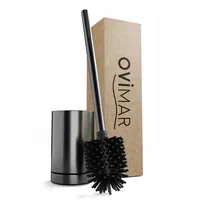 ovimar Toilettenbürste Kniven Gunmetal matt | Silikon Klobürste | Belüftungsfunktion | frei stehend | Edelstahl WC Bürstenkopf wechselbar | abnehmbare Tropfschale | WC Bürste ohne Wandmontage