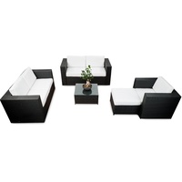 XINRO® erweiterbares 17tlg. Lounge Möbel Set Polyrattan - schwarz - - schwarz - Garnitur Gartenmöbel Sitzgruppe Lounge XXL - inkl. Lounge Sofa + Sessel + Hocker + Tisch + Kissen