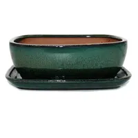 Bonsai-Schale mit Unterteller Gr. 4 Grün - rechteckig Modell GB5 L 26xB 20xH 9cm