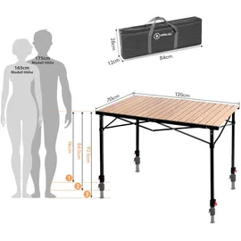 HOMECALL Campingtisch Höhenverstellbar Aluminium