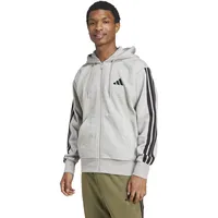 adidas Essentials 3-Streifen Fleece Reißverschlusspullover Medium Grey Heather / Black S