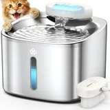 oneisall Katzenbrunnen Kabellos, 3.5L Trinkbrunnen für Katze Edelstahl, 5000mAh Akku, Katzen Trinkbrunnen mit Bewegungsmelder, Leise Wasserpumpe, 3 Filter