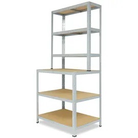 shelfplaza HOME 190x90x60 cm Werkbank Regal in verzinkt mit 6 Böden und 145 kg Traglast pro Boden