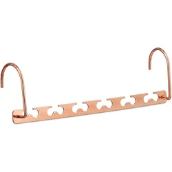 Relaxdays Raumsparbügel 6er Set, für 12 Bügel, waagerecht & senkrecht, platzsparende Kleiderbügel, 26 cm, Metall, kupfer