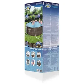 BESTWAY Steel Pro Max Frame Pool Set 366 x 100 cm rattanoptik inkl. Filterpumpe + Poolleiter