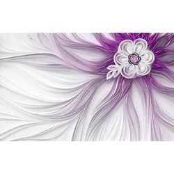 Fototapete PAPERMOON "Muster mit Blumen lila", bunt, B:3,50m L:2,60m, Vlies, Tapeten