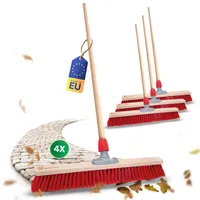 Novaliv Besen 4X Straßenbesen 80 cm Holzstiel Rot