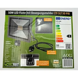 ChiliTec LED Fluter SlimLine 50W 5220lm IP44 inkl. Bewegungsmelder Grau/Silber
