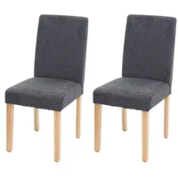 Mendler 2er-Set Esszimmerstuhl Stuhl Küchenstuhl Littau ~ Textil, anthrazitgrau,