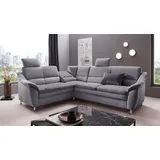 PLACES OF STYLE Ecksofa PLACES OF STYLE "Cardoso L-Form", grau, B:249cm H:90cm T:209cm, Luxus-Microfaser Lederoptik (100% Polyester);Luxus-Microfaser (100% Polyester);Luxus-Microfaser ALTARA NUBUCK (100% Polyester);Struktur (100% Polyester), Sofas, Ecksofa, Federkern,