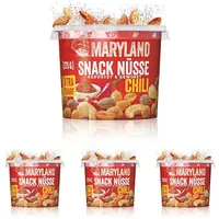 Maryland Snack Nüsse Chili 275g Becher – Knackig-scharf gewürzte Nussmischung mit gerösteten Erdnüssen, Cashewkernen und Mandeln – Chili-scharfer Mix in wiederverschließbarem Becher (1 x 275g)
