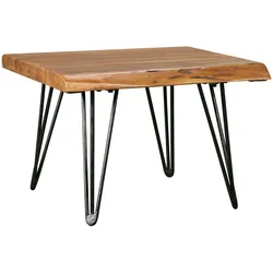 Kadima Design Massivholz Couchtisch mit Baumkante, Sheesham, Haarnadelbeine - Stilvoll & Naturverbunden. 56x51x38 cm
