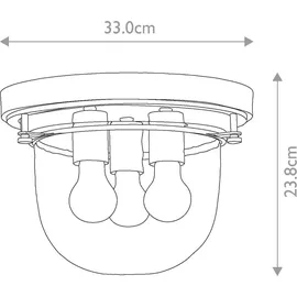 Licht-Erlebnisse Ø 33 cm in Messing gebürstet 3-flammig Jugendstil