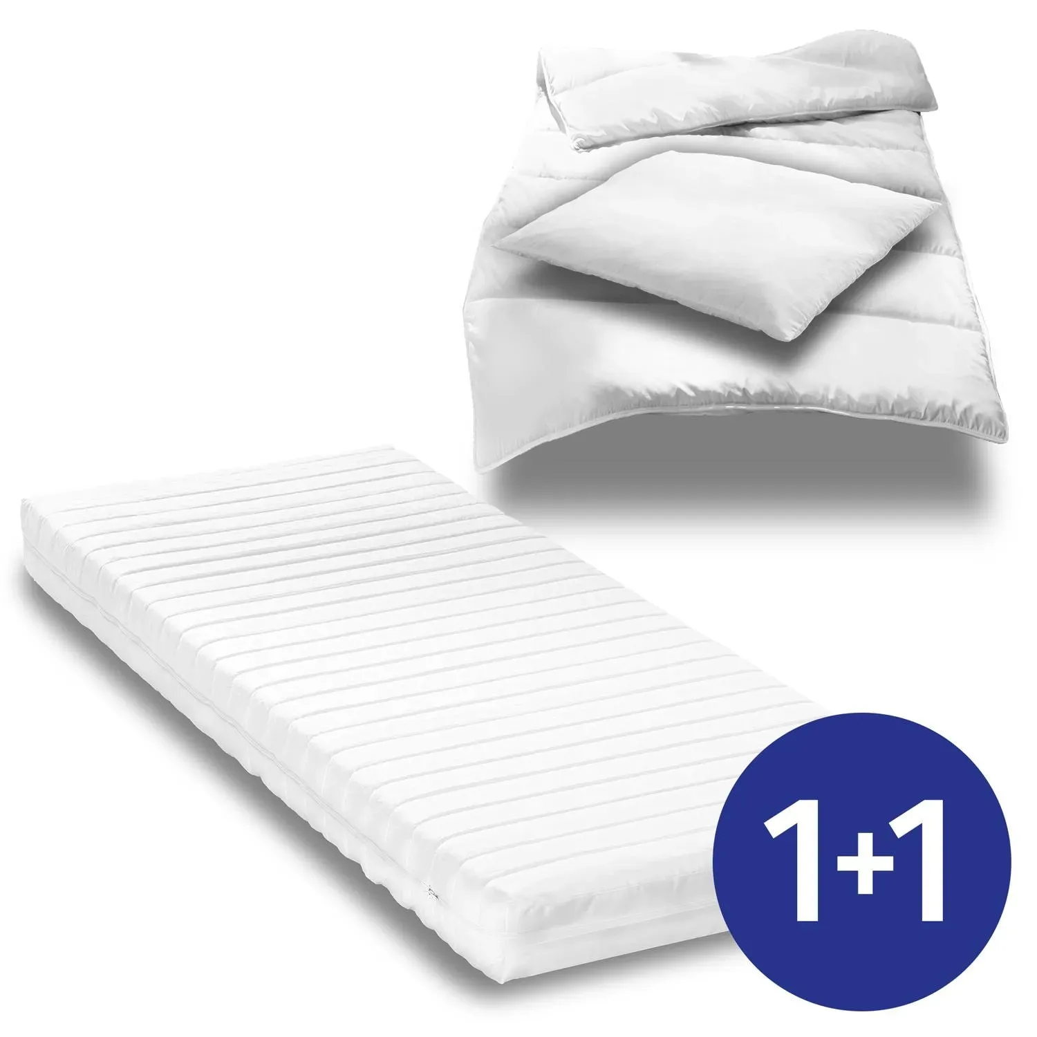 Kaltschaummatratze K16 90 x 200 cm, Höhe 16 cm, Härtegrad H2/H3 + CloudComfort Basic Mikrofaser Bettset 135 x 200 cm + 80 x 80 cm