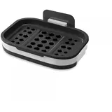 Intirilife Seifenschale 13 x 9 x 2 cm in Grau - Seifenhalterung für die Wand, mit Wasserspeicher, zum kleben, ohne bohren