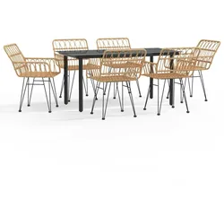 vidaXL 7-tlg. Garten-Essgruppe Poly Rattan