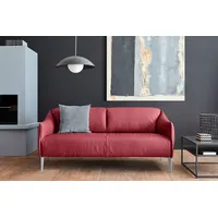 2,5-Sitzer W.SCHILLIG "sally", rot (ruby rot z59), B:194cm H:78cm T:84cm, Longlife Xtra-Leder Z59: Glattleder mit modischer Prägung. Hautstärke 0, 9 - 1, 1 mm., Sofas, mit Metall-Winkelfüßen in Silber matt, Breite 194 cm