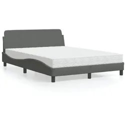Bett mit Matratze – Dunkelgrau, 140x190 cm, Stoff – Komfort & modernes Design