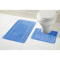 Olivia Rocco 2-teiliges Set aus Badmatte & WC-Vorleger, rutschfestes Badezimmer-Set, Miami, blau, Bath Mat 50 x 80 cm, Pedestal Mat 50 x 50 cm