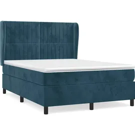 vidaXL Boxspringbett mit Matratze Dunkelblau 140x200 cm Samt