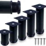 Stahlia 4er Set Möbelfüße Sofafuß Möbelbeine| SCHWARZ MATT | Höhe 20 cm |Ø 50 mm|Massive Ausführung|Sofa Bett Schrank Couch