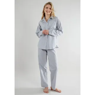 Tom Tailor "Positivism", Damen, Gr. 46 (XXXL), blau (blau, mittel, streifen), Popeline, Obermaterial: 100% Baumwolle, gestreift, casual, bequem lang, Langarm, Homewear-Sets, mit klassichem Schnitt