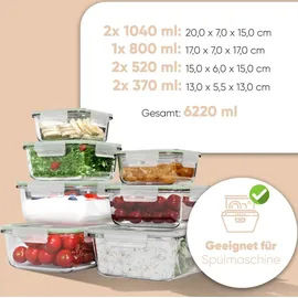 classbach Glasbehälter mit Deckel, 7er Set, für Mikrowelle Spülmaschine Gefrierfach Ofen geeignet, Meal Prep Boxen, mit Dampfventil, Frischhaltedosen Glas, C-FHD 4010 G