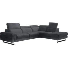 Egoitaliano Ecksofa EGOITALIANO "Candice, elegant, edel und bequem, erstklassiger Sitzkomfort, L-Form", grau (charcoal), B:278cm H:100cm T:221cm, Sofas, Ecksofa, inkl. 2 elektrischer Relaxfunktionen, Bedienung über Taste an Armlehne