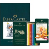 Faber-Castell Polychromos Künstler-Buntstifte, A4 Skizzenblock und Dose mit 12 Buntstiften – Kunst-Set für Malbücher für Erwachsene, Bastelbedarf, Zeichnen, Skizzieren, lichtechte Bleistifte, Schulen,