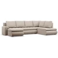 Mebligo - Ecksofa mit Schlaffunktion und 3 Bettkasten FORESTA 300x89x200 (BxHxT) Beige - Ottomane Rechts Eckcouch, Couch U Form, Sofa Wohnzimmer, Sofas & Couches, Eckschlafsofa