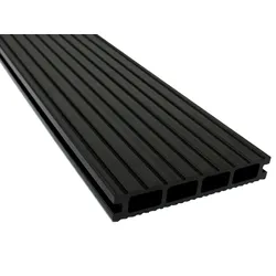 KAHRS WPC Terrassendielen, 25x145 mm, Anthrazit, grob/fein, gebürstet, Hohlkammer