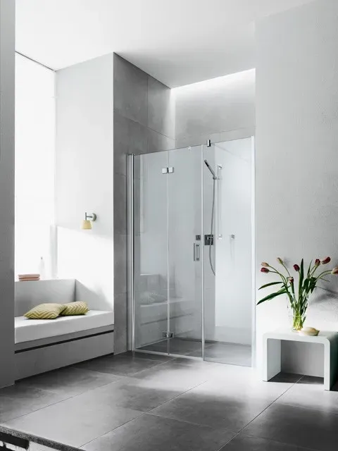 Kermi Pendel-Falttür Diga 2OR 1800x1850, silber hochglanz, ESG Opaco mit KermiClean, DI2OR DI2OR18018VYK