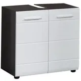 trendteam Waschbeckenunterschrank 2 Türen 60 x 57 x 31 cm Weiß Hochglanz/Grau