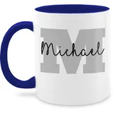 Tasse Tassen 325ml - Anfangsbuchstabe - Anfangsbuchstaben Name - Persönliches Geschenk Personalisiert mit Namen bedrucken Initialen Personalisierte Custom Buchstabe Wunschname - 325 ml - Dunkelblau