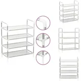 Vidaxl - Schuhregal mit 4 Böden Metall und Vliesstoff Silbern - Schuhregal - Schrank - Aufbewahrung - Garderobe - Organisation
