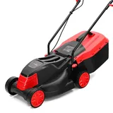 LEHMANN Elektro-Rasenmäher, 1200 W, 32 cm Schnittbreite, 25 L Fangkorb, 3-stufige Schnitthöheneinstellung von 25 bis 65 mm, empfohlen für Rasenflächen bis 500 m2, 3450 U/min, Schwarz/Rot