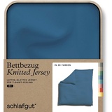 SCHLAFGUT Bettbezug SCHLAFGUT "Knitted Jersey uni, aus Bio-Baumwolle mit Elasthan, Reißverschluss" Bettbezüge Gr. B/L: 240 cm x 220 cm, blau (blue mid) Jersey-Bettwäsche