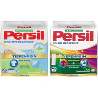 Persil Set Color & Sensitive Megaperls Tiefenrein 32 Waschladungen (2x 16WL), Colorwaschmittel & Waschmittel für Allergiker & für sensible Haut, 20 °C bis 95 °C, ECARF-zertifiziert