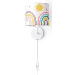 PACO HOME Wandleuchte "Tweet 462", weiß, Ø 18cm H: 26,5cm, Lampen, Kinderzimmer Stecker âˆ...18cm Sonne Wolken Sterne Kabel 3m E14, Kinderlampe