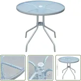 The Living Store Gartentisch 80 X 71 Cm Stahl Rund Grau - Runder Gartentisch - Esstisch Im Freien - Gartenmöbel Set - Metalltisch - Outdoor Tisch