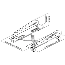 NanoRS RS480 Mobiler Gamping-CPU-Ständer mit 4 Rollen CPU-Ständer Computerwagen Belastbar bis 25kg, Regulierbare Breite: 160–300 mm Rollwagen PC Desktop