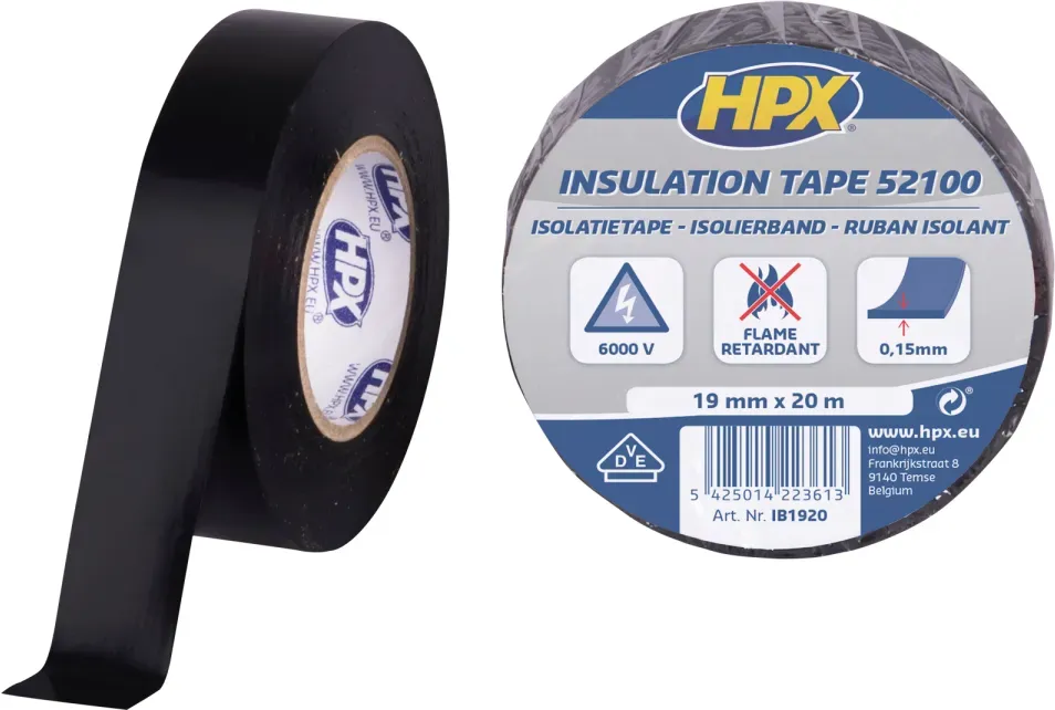 HPX PVC Insulation tape 52100 Schwarz - 19 mm / 10 m