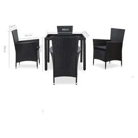 vidaXL Garten-Essgruppe 5-tlg. Tisch 90 x 90 cm schwarz