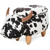 Homcom Tierhocker, Dekohocker mit Stauraum, Polsterhocker mit Tier-Design, Schwarz+Weiß, 62 x 35 x 36 cm