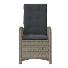 vidaXL Gartensessel mit Kissen 2 Stk. Verstellbar Grau Poly Rattan