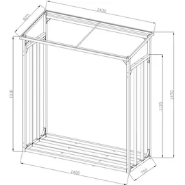 Quick Star Kaminholzregal Metall 143 x 70 x 145 cm Außen Schwarz/Transparent