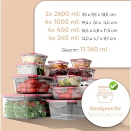 classbach classbach® Frischhaltedosen mit Deckel | 14er Set | 100% dicht | Meal Prep Boxen | für Mikrowelle Spülmaschine Gefrierfach geeignet | Lunchbox | Dosen Meal Prep stapelbar | Gefrierdosen | C-FHD 4009 K
