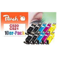 Peach 10er-Pack Tintenpatronen, kompatibel zu Canon PGI-520, CLI-521, 2934B007